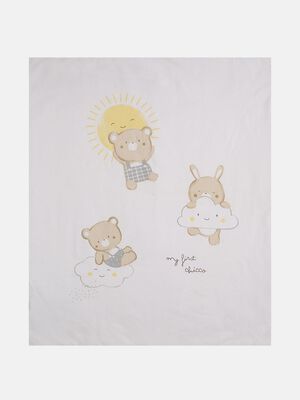 White Printed Pram Blanket